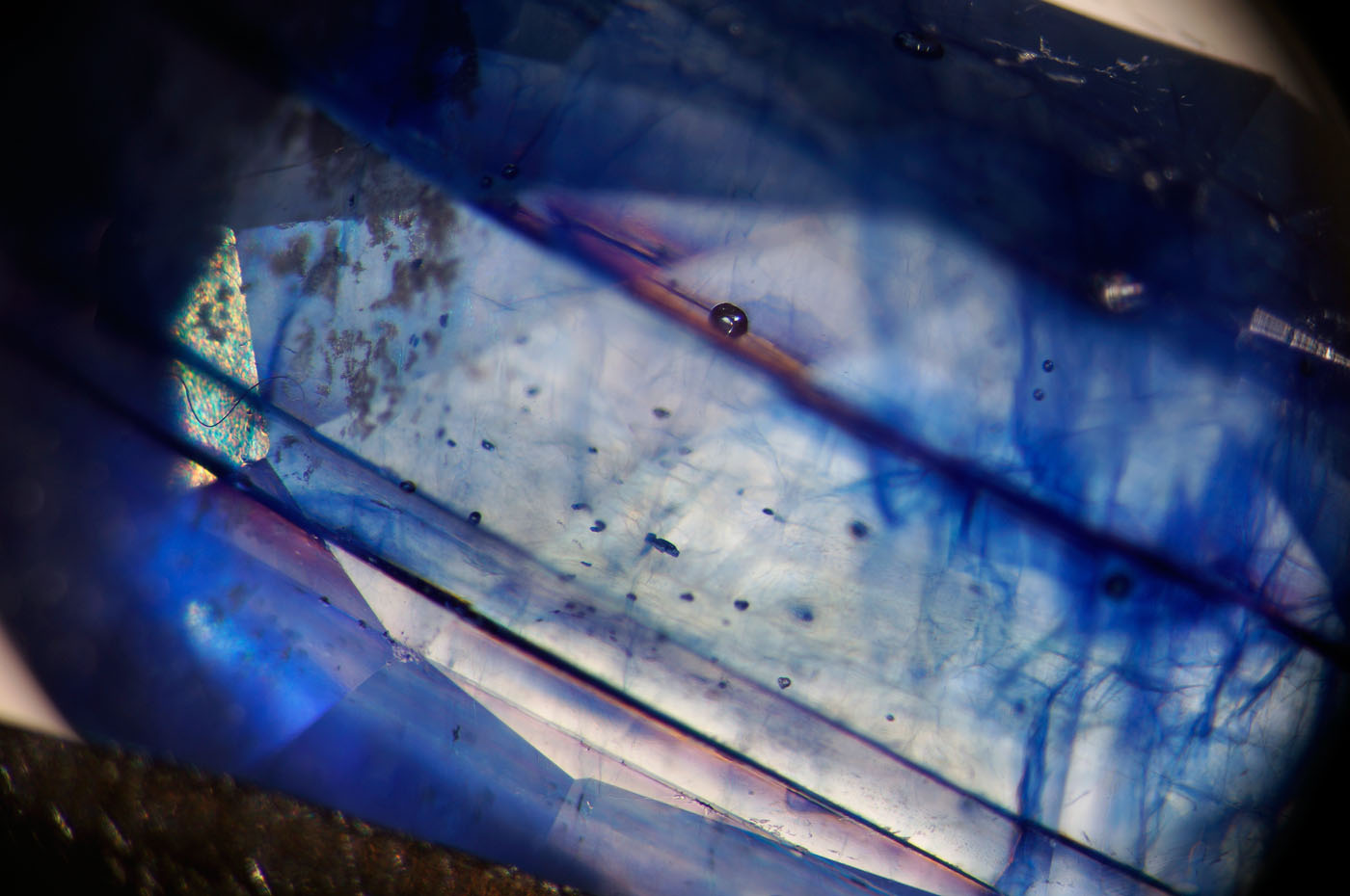 Figure 11. When viewed with transmitted light field illumination, rich blue color concentrations are found in the fissures. Photo: Wimon Manorotkul