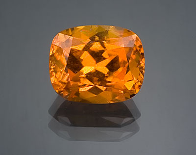 This 6.76-ct clinohumite is a fine example of the "sunflower stone" from Kuh-i-Lal. Stone courtesy of Pala International; Photo: Wimon Manorotkul/Pala International