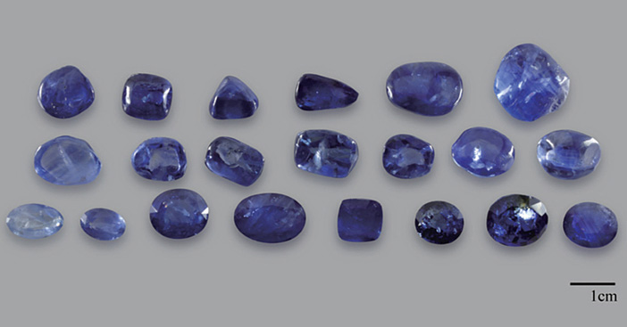 Top: Conventionally heated sapphires prior to undergoing HT+P treatment.