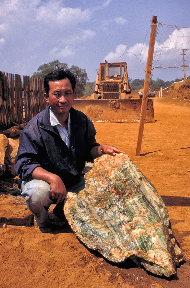 Right: A key advantage to jadeite taken from in situ deposits is that the quality of the material is readily apparent.