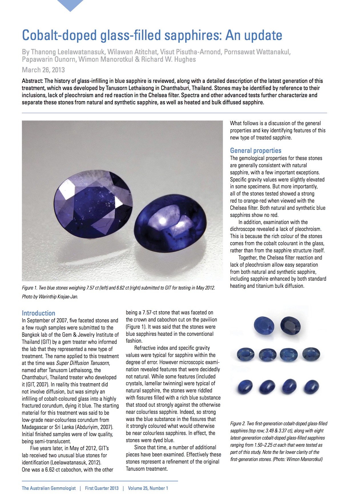 Cobalt-doped glass-filled sapphires: An update