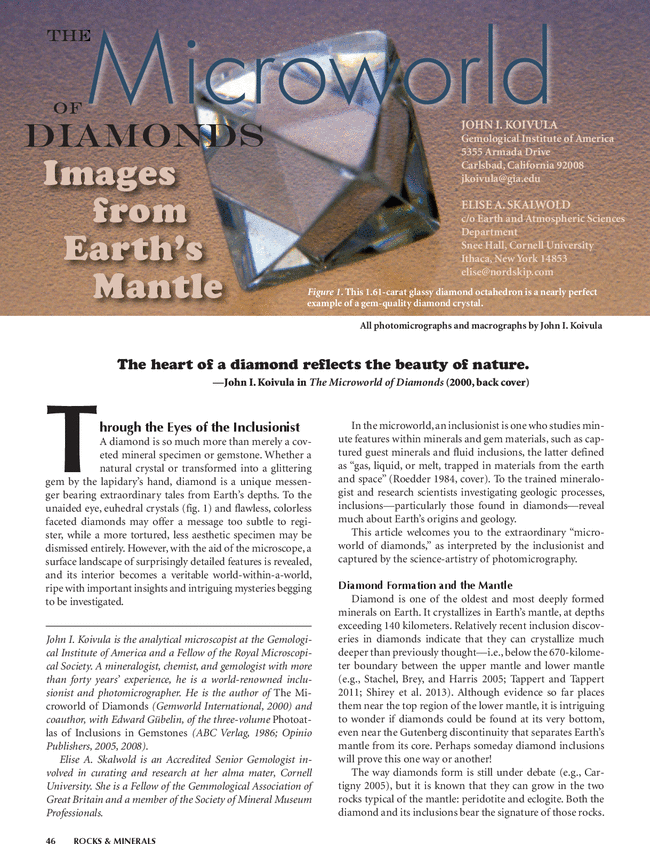 The microworld of diamonds: Images from earth's mantle
