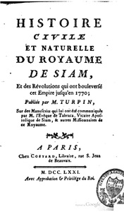 Histoire Civile et Naturelle du Royaume de Siam
