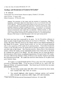 Geology and occurrence of gems in Sri Lanka
