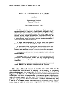 Minerals and gems in Indian alchemy