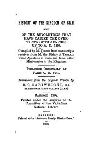 The History of the Kingdom of Siam