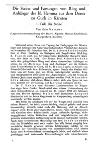 Die Steine und Fassungen von Ring und Anhaenger der hl. Hemma aus dem Dome zu Gurk in Kaernten; 1. Teil, Die Steine