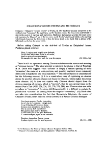 Chaucer's “Corones Tweyne” and Matheolus