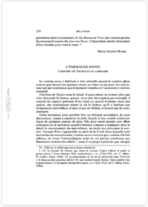 L’émeraude minée: Chrétien de Troyes et le lapidaire