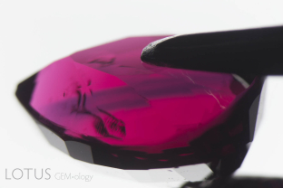 Although somewhat uncommon, vague blue color zones are sometimes found in Mozambique rubies. Dealers will often heat-treat such stones to remove the blue color.