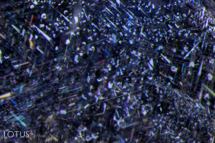 An explosion of rutile silk and attached daughter crystals enliven the interior of this sapphire from Serendib.