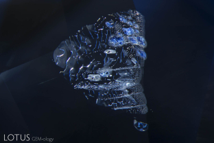 A classic example of a heat-altered fingerprint. One can clearly see that each of the negative crystal channels has burst from the heat treatment.
