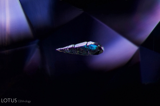 The clear, undamaged, euhedral form of this crystal, suspended  in its sapphire host, provides evidence that the stone is unheated.