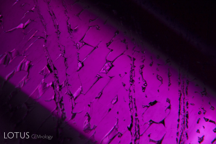 The vast majority of Mong Hsu rubies are heated with fluxes to heal their fissures. This is a rare example of a fingerprint in an Mong Hsu ruby that has not been heated. Note the angular nature of the negative crystals and the two-phase fillings.