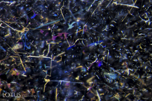 Ilmenite silk in a sapphire from Myanmar’s Mogok Stone Tract.