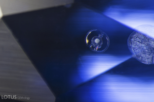 Frosty melted “snowball” crystals provide evidence that this Madagascar sapphire was heat treated.