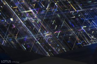 Long, unbroken needles of undissolved rutile silk is a common feature in untreated Sri Lanka sapphire like this one.