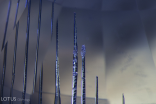 We often find growth tubes in Madagascar sapphire. This example is particularly striking with a stark, etched appearance.