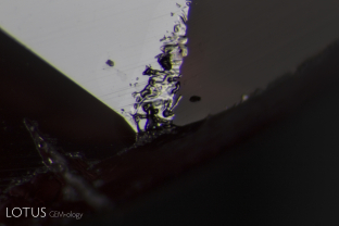 The high temperatures reached during beryllium diffusion have produced melted surfaces on a natural.