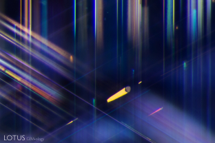 A small platelet is surrounded by rutile silk in this unheated sapphire.