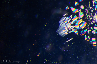 Rainbow connection. Microscopic thin films create an iridescent burst of color in this untreated sapphire.