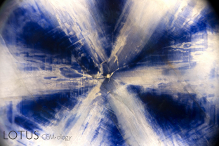 A superb fixed star is seen in this trapiche sapphire from Mogok, Burma. 