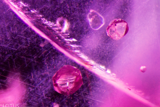 Euhedral crystals are suspended amongst a cloud of rutile silk in this ruby from Myanmar’s Mogok stone tract.