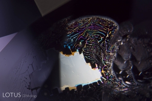 Iridescent fingerprint in an untreated Sri Lankan color-change sapphire.