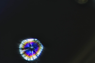 Bad moon rising. A heat-induced discoid fissure surrounding a crystal in a Nigerian sapphire.