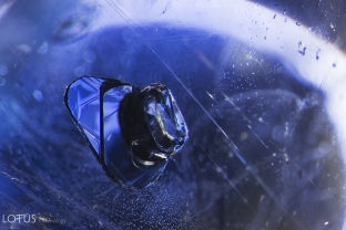 A high-relief crystal shines in this unheated sapphire from Burma.