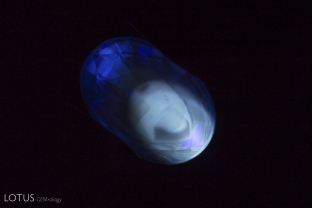 Chalky shortwave fluorescence is characteristic of heated sapphire.